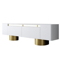 Furniture in Fashion Boheme Wooden Tv Stand With 2 Flap Doors In White And Gold - thumbnail 4