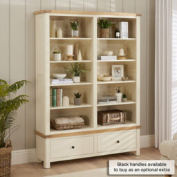 The Furniture Market Marbury Cream Painted Extra Large Grand Double Library Bookcase With 2 Drawers - thumbnail 2