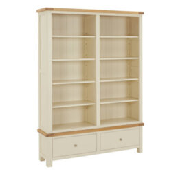 The Furniture Market Marbury Cream Painted Extra Large Grand Double Library Bookcase With 2 Drawers - thumbnail 5