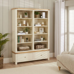 The Furniture Market Marbury Cream Painted Extra Large Grand Double Library Bookcase With 2 Drawers - thumbnail 4