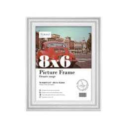 8X6 White Ornate Picture Frame (15.2 X 20.3Cm) Poster, Photo, Artwork, Gallery Wall Or Print - thumbnail 1