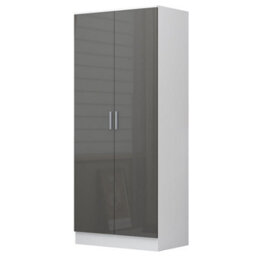 Reflect 4Pc Wardrobe Bundle - 2 Door Corner + 3 Door Mirror + 2Dr + 1Dr Plain - Grey Gloss & Matt White - H: 180Cm X W: 329Cm - thumbnail 7