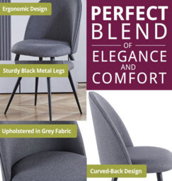 Hallowood Furniture Cullompton Round Dining Table 90Cm With 4 Dark Grey Curved Back Fabric Chairs - thumbnail 4