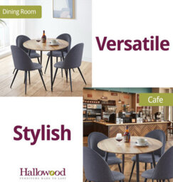 Hallowood Furniture Cullompton Round Dining Table 90Cm With 4 Dark Grey Curved Back Fabric Chairs - thumbnail 6