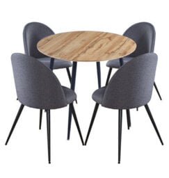 Hallowood Furniture Cullompton Round Dining Table 90Cm With 4 Dark Grey Curved Back Fabric Chairs - thumbnail 8