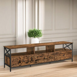 Pirlo Plush Industrial Tv Stand Unit With 3 Drawers Rustic Brown - thumbnail 5