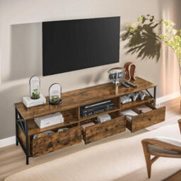 Pirlo Plush Industrial Tv Stand Unit With 3 Drawers Rustic Brown - thumbnail 2