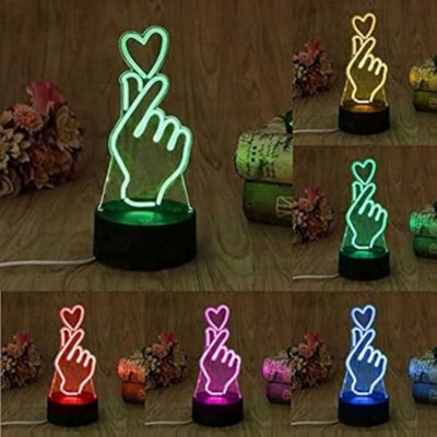 Deenz 3D Visual Lamp Optical Illusion Led Night Light,amazing 7 Colors Modern Touch Sensitive Switch (Heart In Hand)