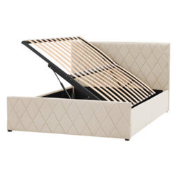 Beliani Ottoman Bed Velvet Rochefort 140 X 200 Cm (Eu Double) Beige - thumbnail 1