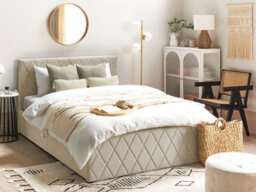 Beliani Ottoman Bed Velvet Rochefort 140 X 200 Cm (Eu Double) Beige - thumbnail 2