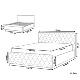 Beliani Ottoman Bed Velvet Rochefort 140 X 200 Cm (Eu Double) Beige - thumbnail 3