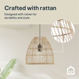 GoodHome Euphonia Natural Rattan Round Lamp Shade (D)30Cm - thumbnail 9
