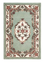 Green Traditional Wool Rug, Handmade Rug With 25mm Thickness, Green Floral Rug For Bedroom, & Living Room-67Cm X 210Cm (Runner)
