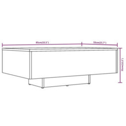 Berkfield Modern Coffee Table Smoked Oak 85X55X31 Cm Engineered Wood - thumbnail 7