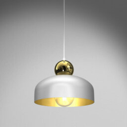 Milagro Harald Pendant Lamp 1Xe27 A Stylish Hand Made 30Cm Lamp In Matt White With Luxurious Gold Detail - thumbnail 2