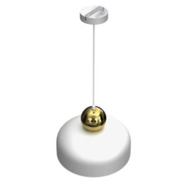 Milagro Harald Pendant Lamp 1Xe27 A Stylish Hand Made 30Cm Lamp In Matt White With Luxurious Gold Detail - thumbnail 6