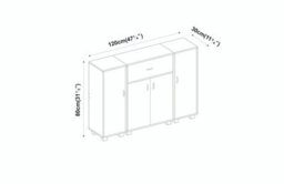 Urbn-Living Urbnliving Height 80Cm Two Side Cabinets Wooden Free Standing Side Corner Cabinet Black Colour Cupboard Hallway Living Room Storag - thumbnail 5