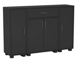 Urbn-Living Urbnliving Height 80Cm Two Side Cabinets Wooden Free Standing Side Corner Cabinet Black Colour Cupboard Hallway Living Room Storag - thumbnail 4