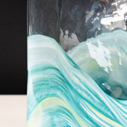 Vanity Living 34Cm Clear And Blue Ocean Design Handmade Glass Vase, Decorative Tall Vase For Living Room - thumbnail 2