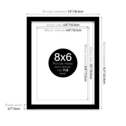 "8X6"" Black Frame With Mount For 7X5"" Pictures 20mm Thin Edge Portrait And Landscape Display With Wall Hooks And Kickstand" - thumbnail 2