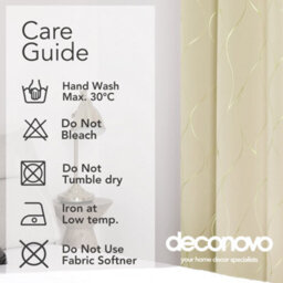 Deconovo Eyelet Curtains, Thermal Insulated Room Darkening Curtains, Gold Wave Foil Printed Curtains W66 X L54 Inch, Beige, 1 Pair - thumbnail 9
