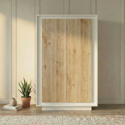 FurniComp LTD Furnicomp Berlin 2 Door 106Cm Matt White And Cadiz Oak Highboard/tall Sideboard - image 1