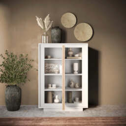 FurniComp LTD Furnicomp Berlin 2 Door 106Cm Matt White And Cadiz Oak Highboard/tall Sideboard - thumbnail 5