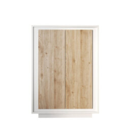 FurniComp LTD Furnicomp Berlin 2 Door 106Cm Matt White And Cadiz Oak Highboard/tall Sideboard - thumbnail 2