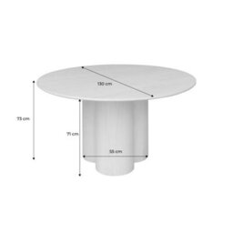 Sweeek - 4-Seater Round Dining Table Rubberwood And Oak Veneer Leonore Walnut Coloured 130X130X73 Cm - thumbnail 7