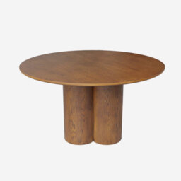 Sweeek - 4-Seater Round Dining Table Rubberwood And Oak Veneer Leonore Walnut Coloured 130X130X73 Cm - thumbnail 2