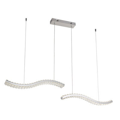 Lighting Collection Contemporary Wave Form Triple Led Island Pendant With Adjustable Suspension - image 1