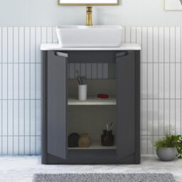 Royal Bathrooms Avenza 800mm Matt Obsidian Black Floor Standing Bathroom Vanity Unit 2 Door With Cube Basin - thumbnail 5