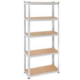 Tectake Garage Shelving - Heavy-Duty Galvanised Steel Frame, Height-Adjustable Shelves - 30 X 75 X 180 Cm - 350 Kg - Silver