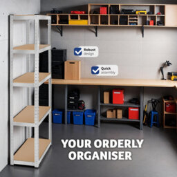 Tectake Garage Shelving - Heavy-Duty Galvanised Steel Frame, Height-Adjustable Shelves - 30 X 75 X 180 Cm - 350 Kg - Silver - thumbnail 7