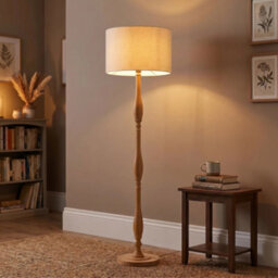 Happy Homewares Traditional Oak Wood Floor Lamp Base With Sleek Triple Segment Design - thumbnail 6