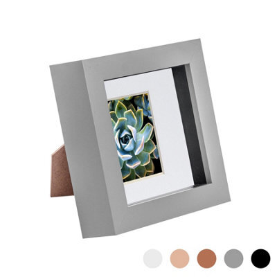 "Nicola Spring 4 X 4"" Photo Frame - Grey/white Mount - 3D Photo Frame Picture Frame Box Portrait Display Case (12.5 X 12.5Cm)" - image 1
