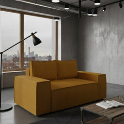 Malaga Small Sofa Bed Compact Fold Out 2 Seater Sofa With Hidden Storage Stylish Upholstery Comfortable Seating Mustard Corduroy - thumbnail 2
