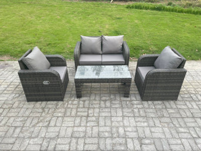 Fimous Outdoor Garden Furniture Sets Wicker Rattan Furniture Sofa Sets With Rectangular Coffee Table Love Seat Sofa - image 1