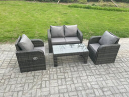 Fimous Outdoor Garden Furniture Sets Wicker Rattan Furniture Sofa Sets With Rectangular Coffee Table Love Seat Sofa - thumbnail 2