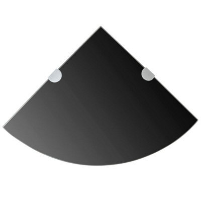 Vidaxl Corner Shelf With Chrome Supports Glass Black 25X25 Cm - image 1
