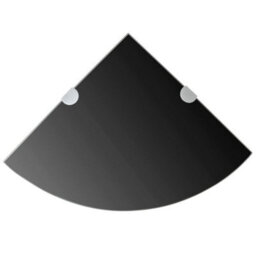 Vidaxl Corner Shelf With Chrome Supports Glass Black 25X25 Cm - thumbnail 1