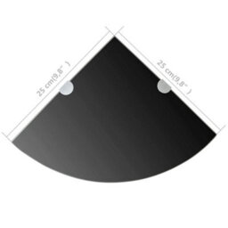 Vidaxl Corner Shelf With Chrome Supports Glass Black 25X25 Cm - thumbnail 6