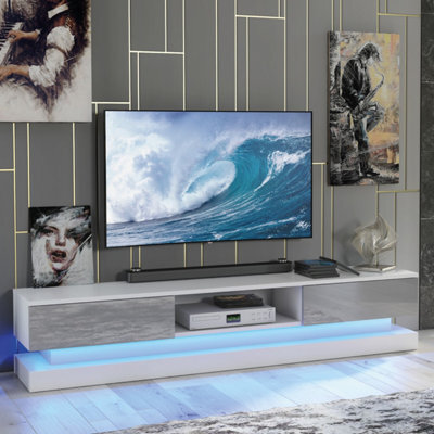 Creative Furniture Bloom Tv Unit 180Cm - White & Grey Gloss Doors - image 1