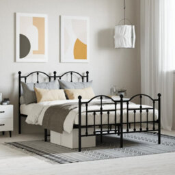 Berkfield Metal Bed Frame With Headboard And Footboard Black 120X190 Cm - thumbnail 1