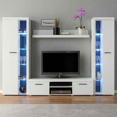 Wall Unit Rumba Xl Living Room Furniture White With Led Lights - image 1