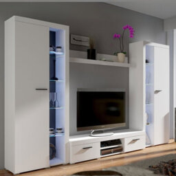 Wall Unit Rumba Xl Living Room Furniture White With Led Lights - thumbnail 2