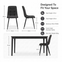 Bravich Zurich Faux Leather Embossed Dining Chair - Black, Set Of 4 - thumbnail 7