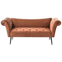 Beliani Chaise Longue Nantilly Velvet Golden Brown - thumbnail 1