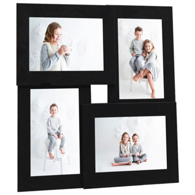 Berkfield Collage Photo Frame For 4X(10X15 Cm) Picture Black Mdf - image 1