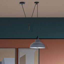 Modern Farmhouse Grey Pendant Light Curvy Shade Pulley System Lamp For Kitchen Island - thumbnail 2